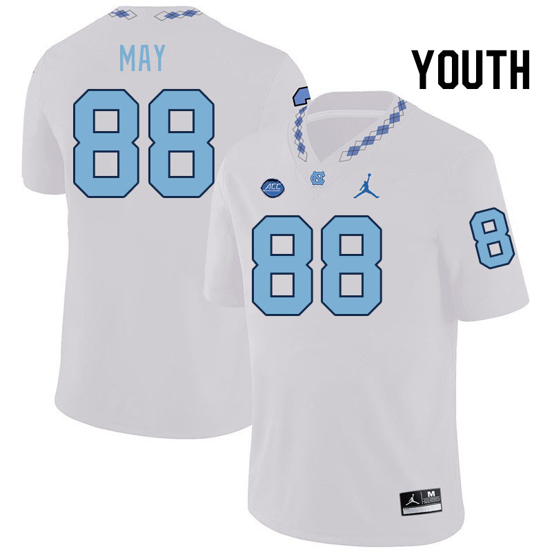 Youth #88 Deems May North Carolina Tar Heels College Football Jerseys Stitched-White